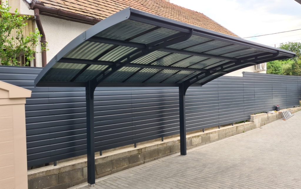 uv-álló polikarbonát kocsibeálló, alumínium vázszerkezet